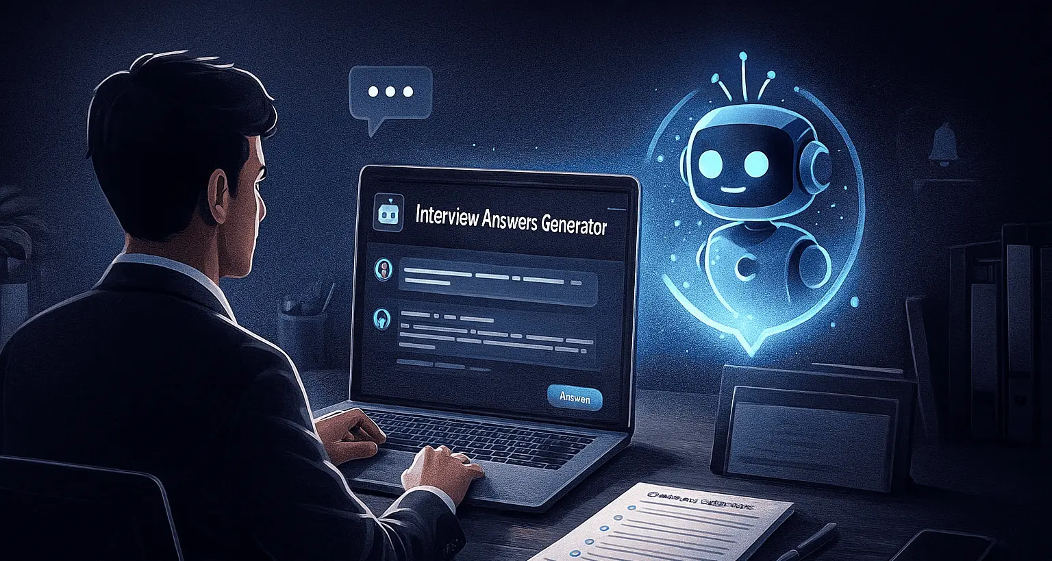 AI-powered interview answers generator helping job candidate