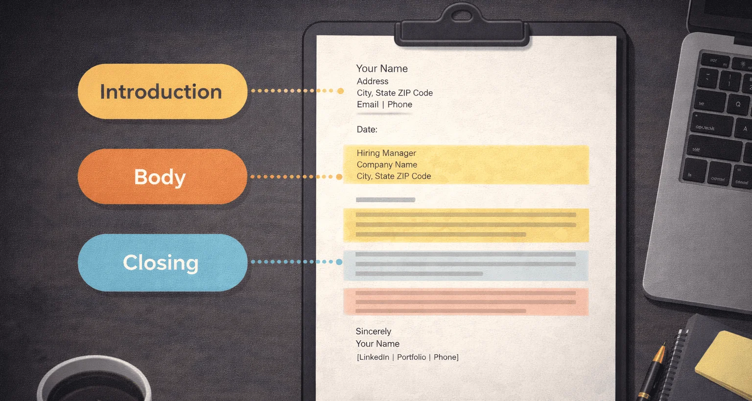 cover letter example showing structure and formatting