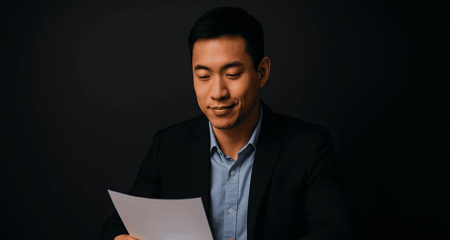 Person preparing and practicing for a job interview with confident posture