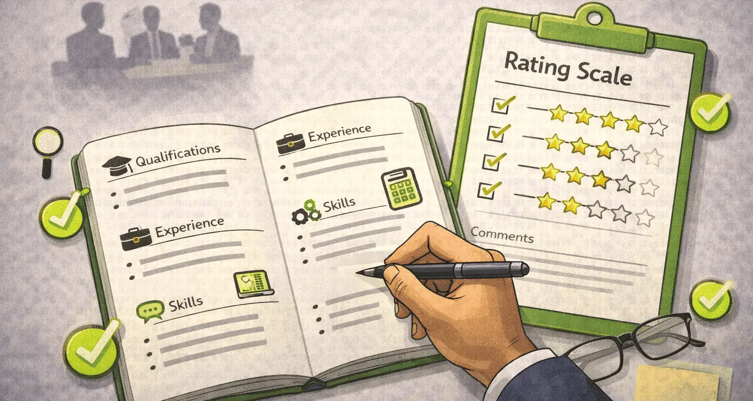 interview notes structure and evaluation criteria layout