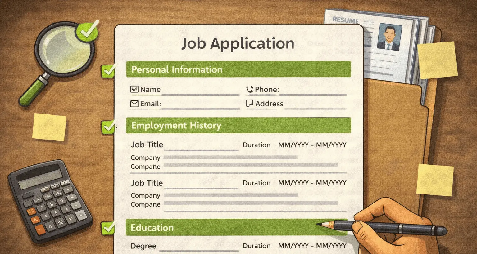job application template structure and formatting example