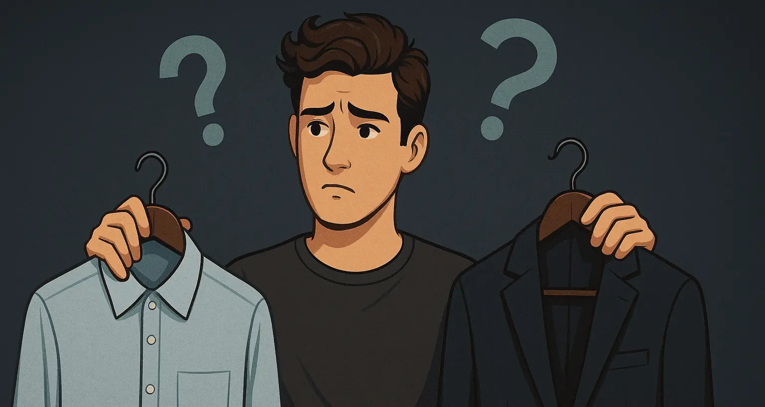 A person confusing about what to wear for a mock interview dress code