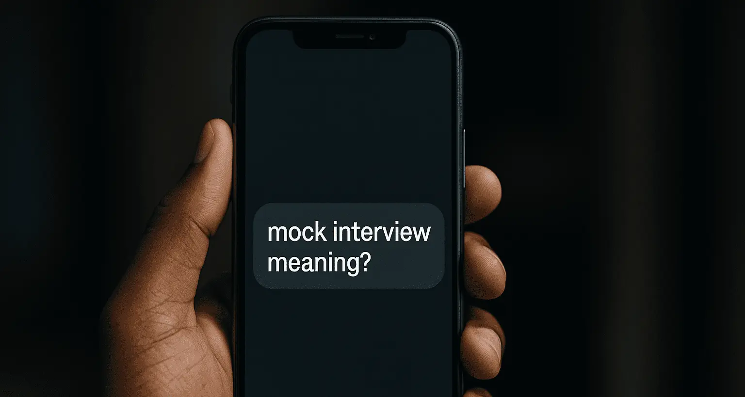 Smartphone screen with the text 'Mock interview meaning'