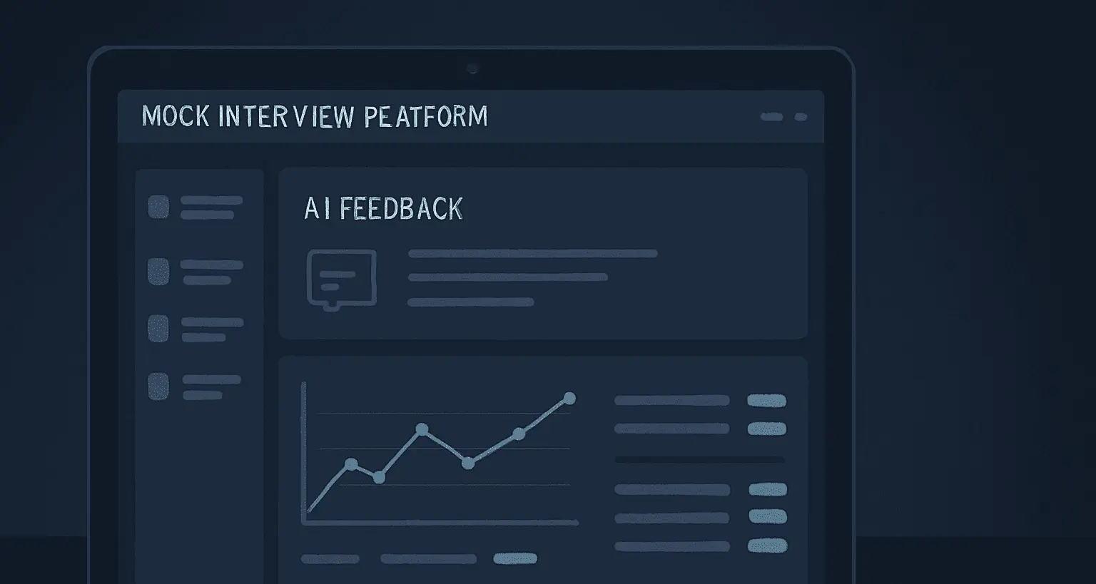 Mock interview platform dashboard showing AI feedback and performance tracking