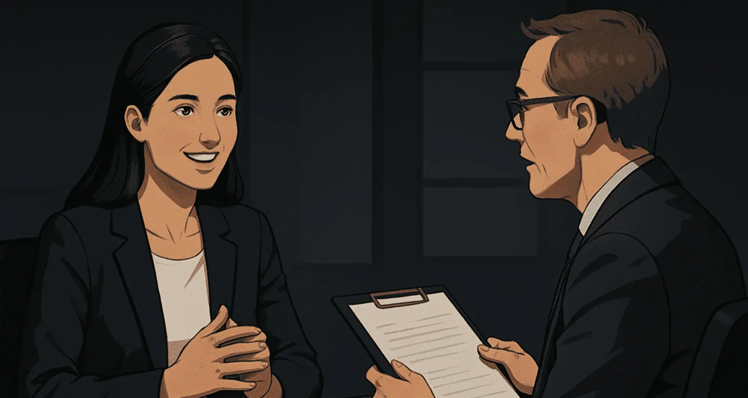 Professional discussing strengths for job interview with hiring manager