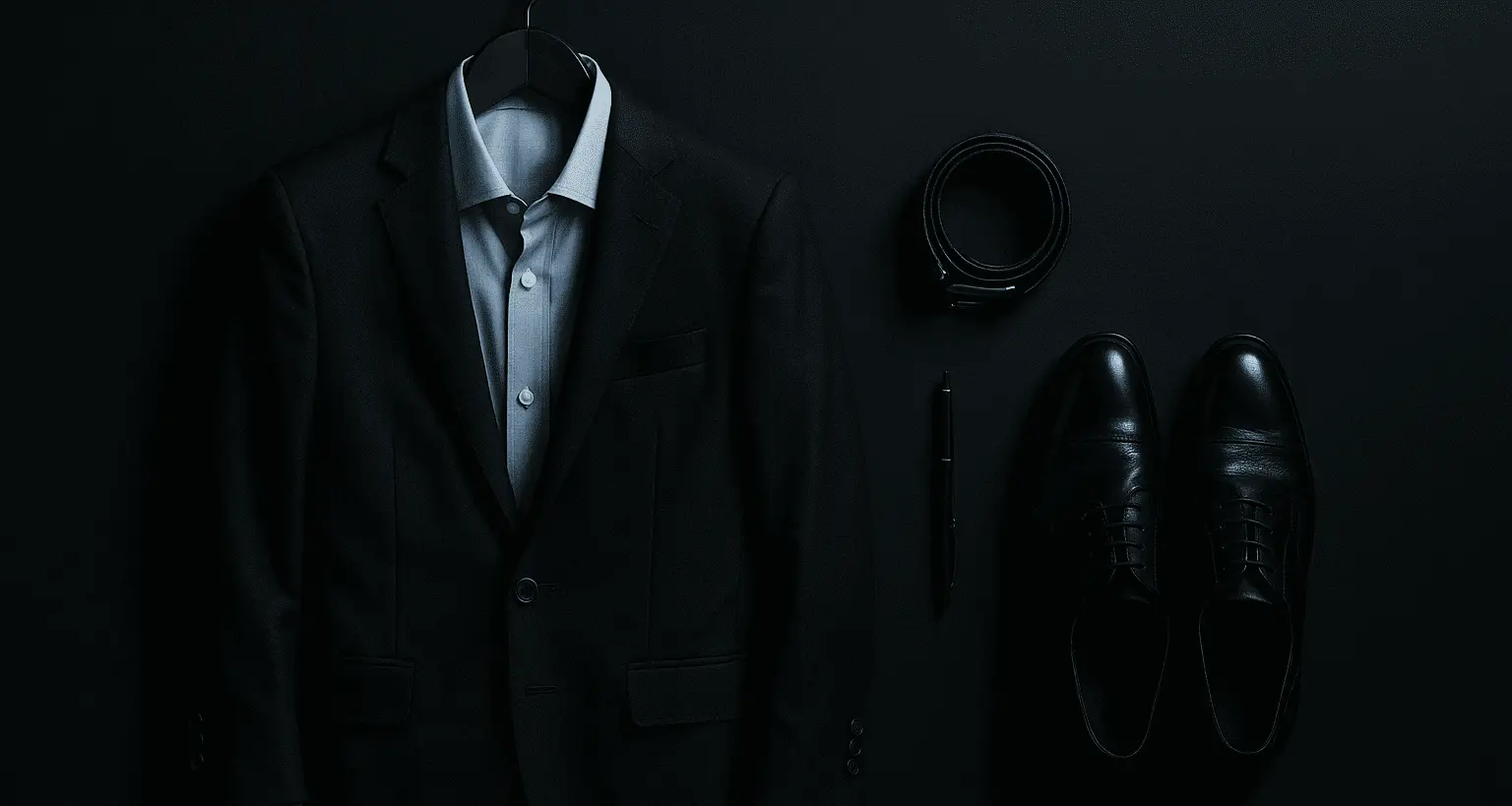 Business attire including suit jacket and dress shoes for what to wear to a job interview