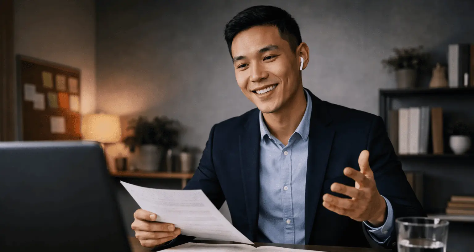 Candidate applying zoom interview tips while speaking confidently on a video call