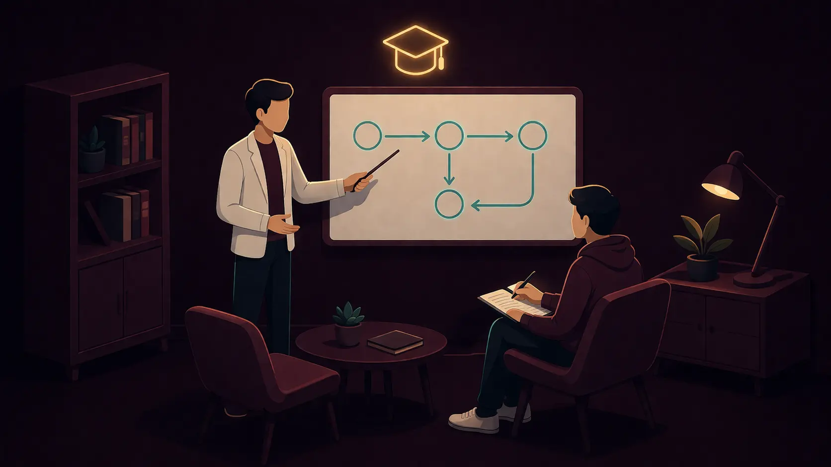 Career advisor guiding a student through a structured mock interview session