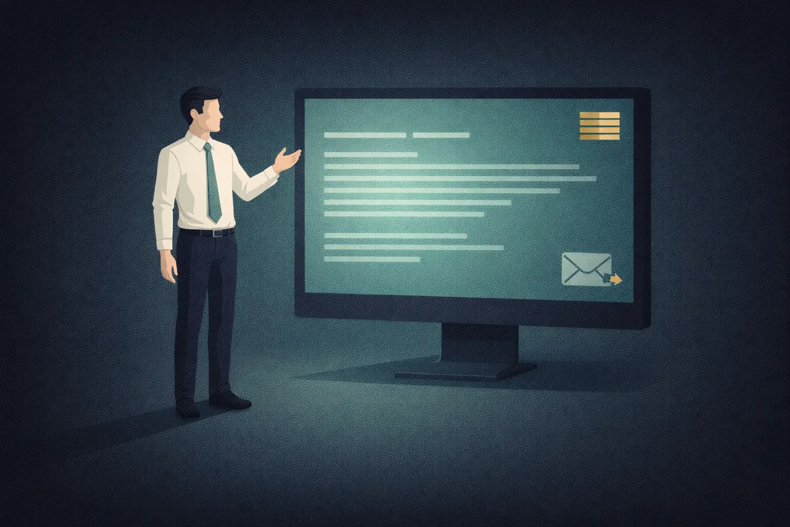 Ilustrasi contoh email lamaran kerja bahasa inggris di layar kerja