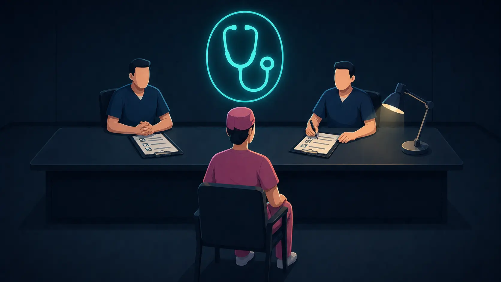 Nurse anesthetist candidate practicing clinical scenarios in a CRNA mock interview setting