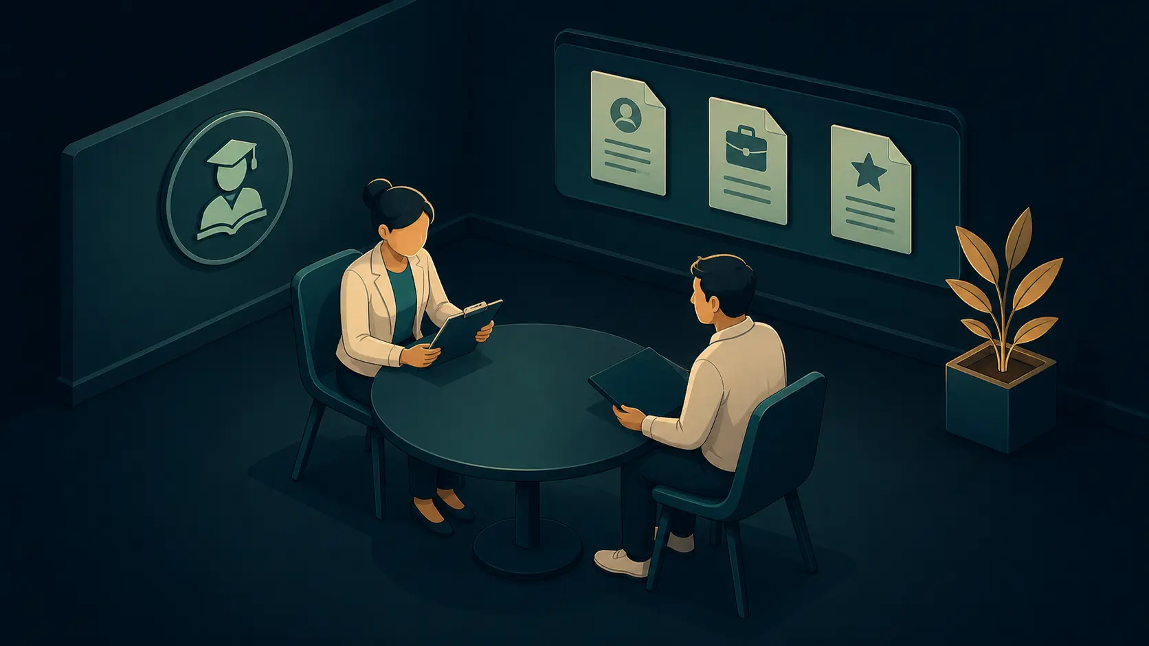 University career center conducting mock interview sessions for students