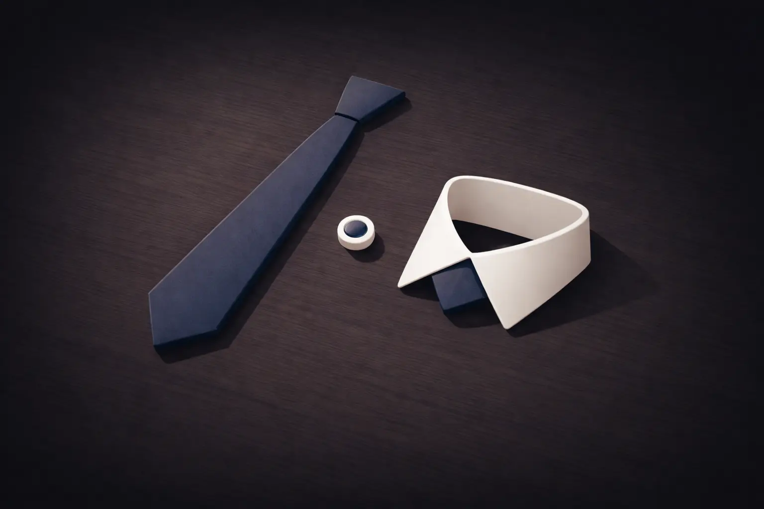 Ilustrasi siluet dasi dan kerah kemeja menggambarkan pakaian untuk interview kerja pria